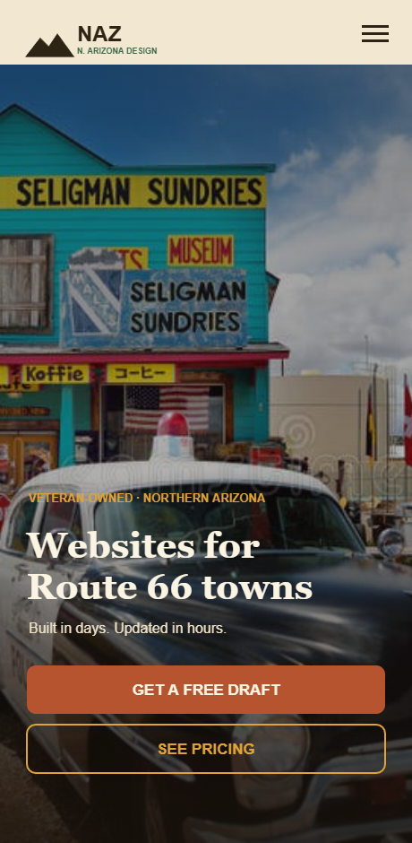 NAZ Design site on mobile